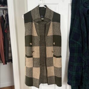 Stylish Plaid Women's Vest in Olive and Beige